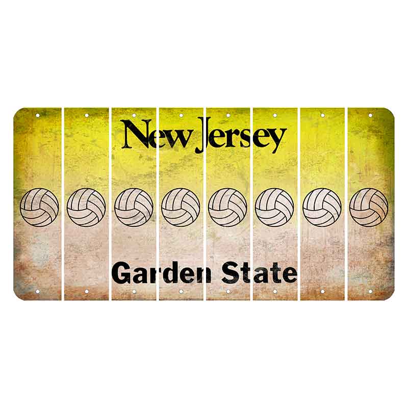 New Jersey Yellow Garden State Cut License Plate Strips (Set of 8) Volleyball