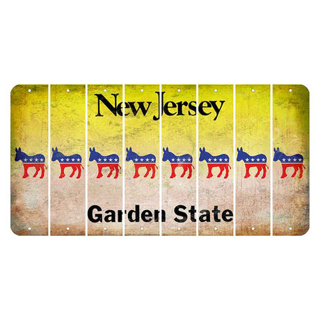 New Jersey Yellow Garden State Cut License Plate Strips (Set of 8) Democrat