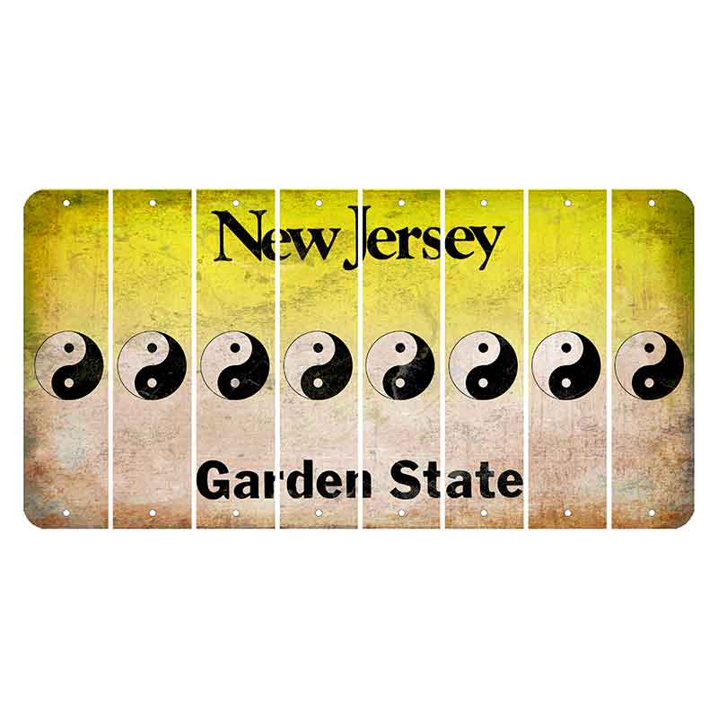 New Jersey Yellow Garden State Cut License Plate Strips (Set of 8) Yin Yang