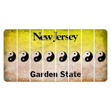 New Jersey Yellow Garden State Cut License Plate Strips (Set of 8) Yin Yang