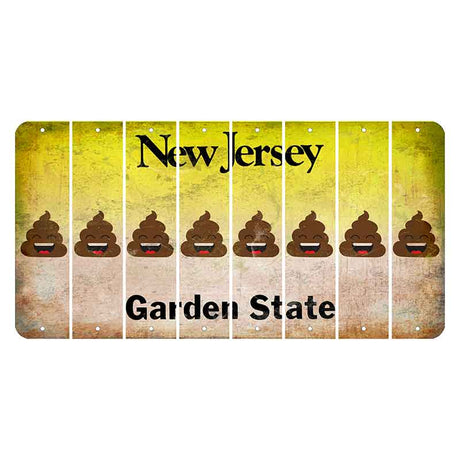 New Jersey Yellow Garden State Cut License Plate Strips (Set of 8) Emoji - Poop