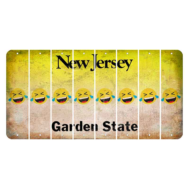 New Jersey Yellow Garden State Cut License Plate Strips (Set of 8) Emoji - Laughing