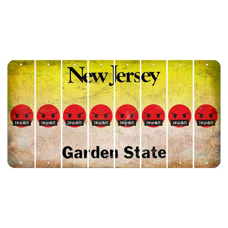 New Jersey Yellow Garden State Cut License Plate Strips (Set of 8) Emoji - Pissed