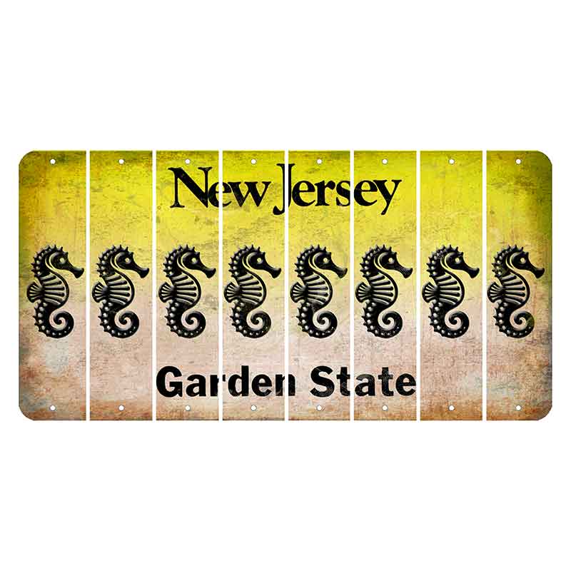 New Jersey Yellow Garden State Cut License Plate Strips (Set of 8) Seahorse