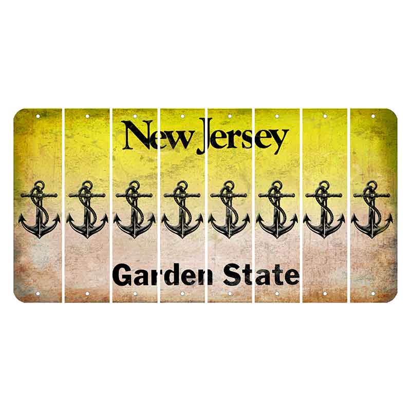 New Jersey Yellow Garden State Cut License Plate Strips (Set of 8) Boat Anchor