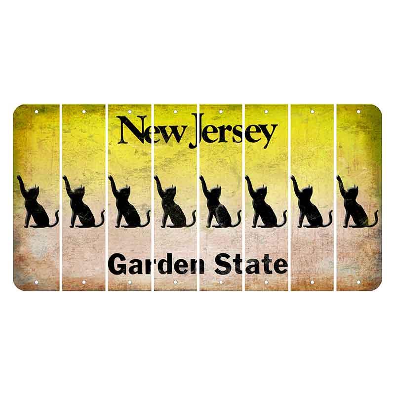 New Jersey Yellow Garden State Cut License Plate Strips (Set of 8) Cat