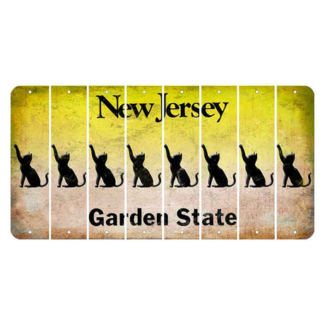 New Jersey Yellow Garden State Cut License Plate Strips (Set of 8) Cat