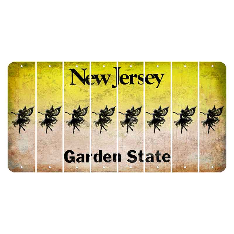 New Jersey Yellow Garden State Cut License Plate Strips (Set of 8) Fairy