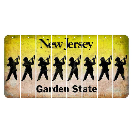 New Jersey Yellow Garden State Cut License Plate Strips (Set of 8) Fireman with Axe