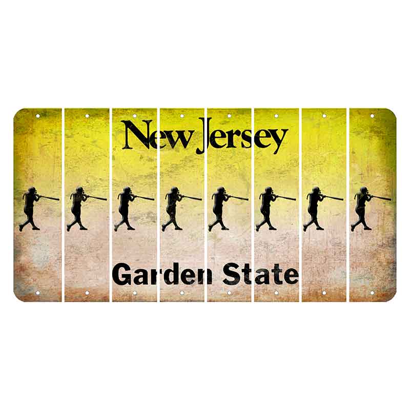 New Jersey Yellow Garden State Cut License Plate Strips (Set of 8) Softball Batter