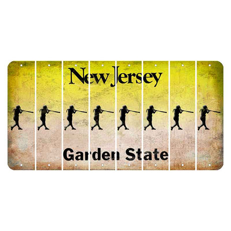 New Jersey Yellow Garden State Cut License Plate Strips (Set of 8) Softball Batter