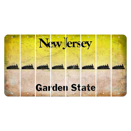 New Jersey Yellow Garden State Cut License Plate Strips (Set of 8) Train