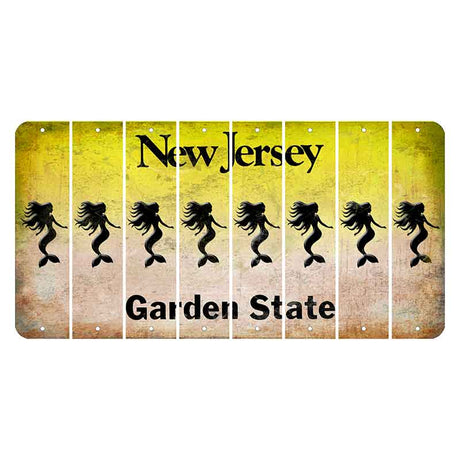 New Jersey Yellow Garden State Cut License Plate Strips (Set of 8) Mermaid