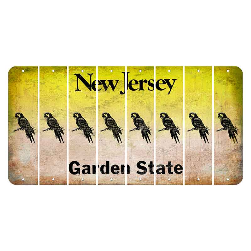 New Jersey Yellow Garden State Cut License Plate Strips (Set of 8) Parrot