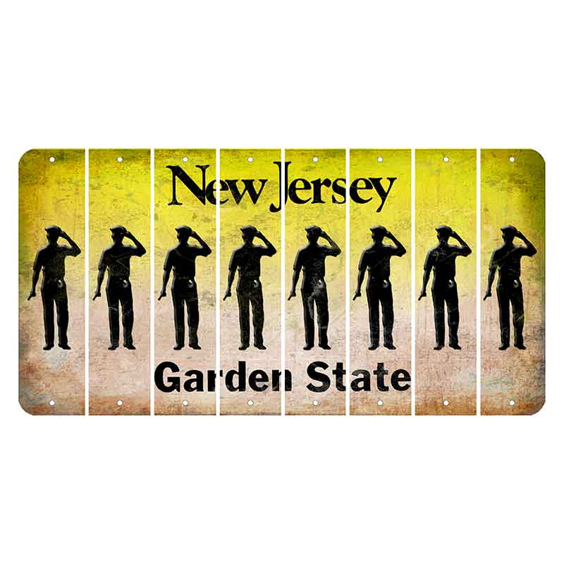 New Jersey Yellow Garden State Cut License Plate Strips (Set of 8) Police Officer