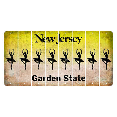 New Jersey Yellow Garden State Cut License Plate Strips (Set of 8) Ballerina Dancer