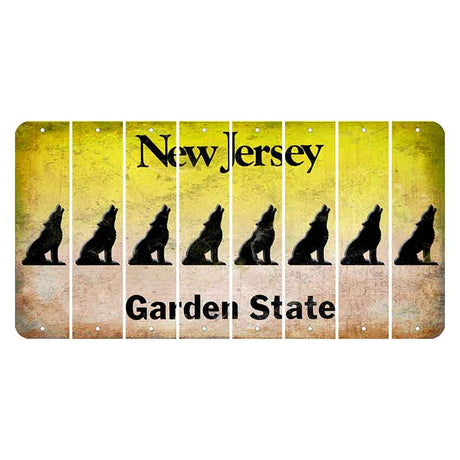 New Jersey Yellow Garden State Cut License Plate Strips (Set of 8) Howling Wolf