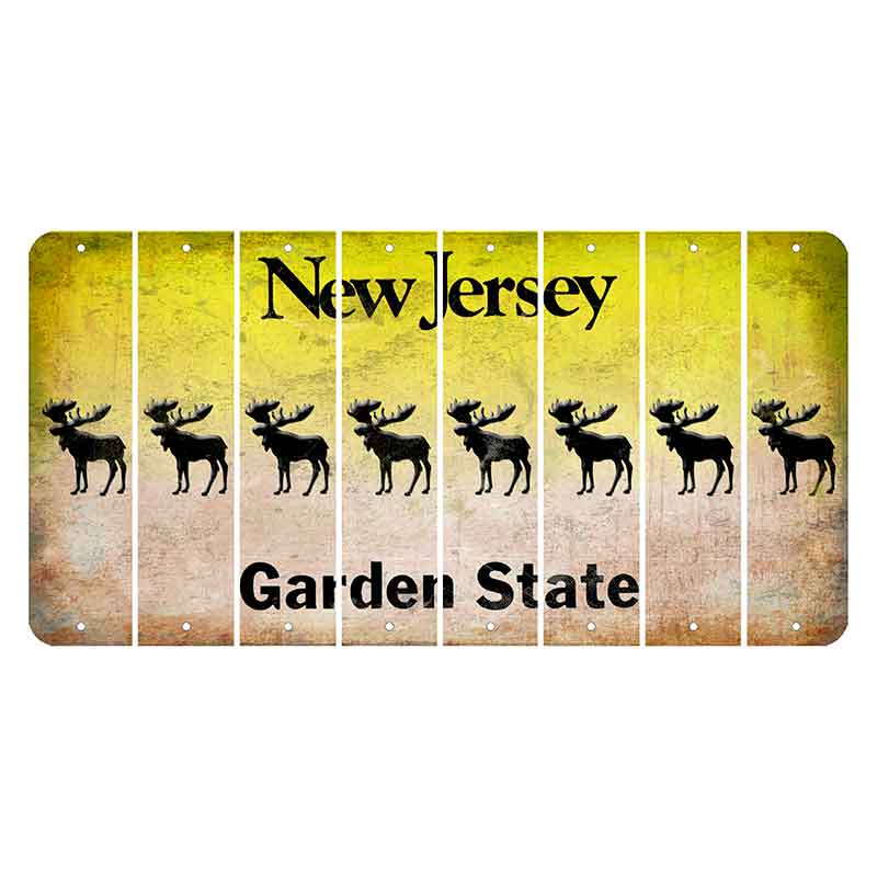 New Jersey Yellow Garden State Cut License Plate Strips (Set of 8) Moose