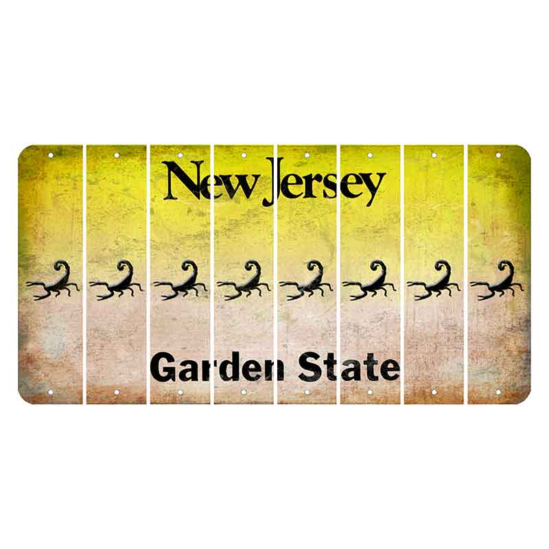 New Jersey Yellow Garden State Cut License Plate Strips (Set of 8) Scorpion