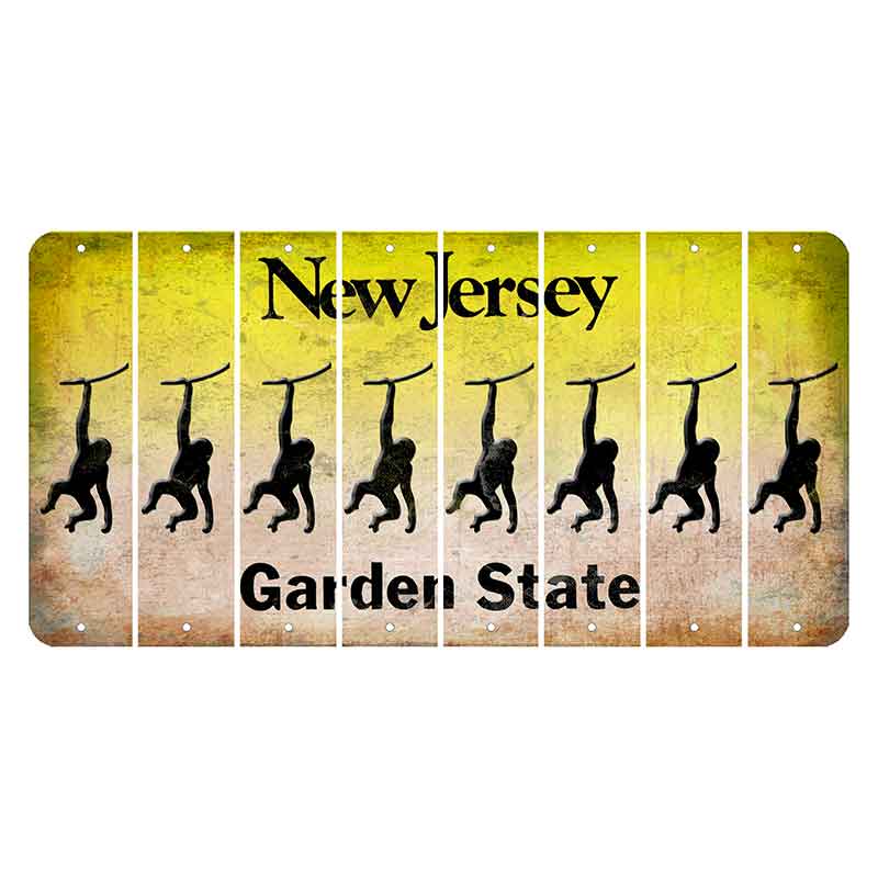 New Jersey Yellow Garden State Cut License Plate Strips (Set of 8) Monkey