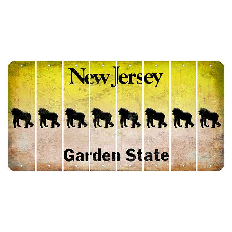 New Jersey Yellow Garden State Cut License Plate Strips (Set of 8) Gorilla