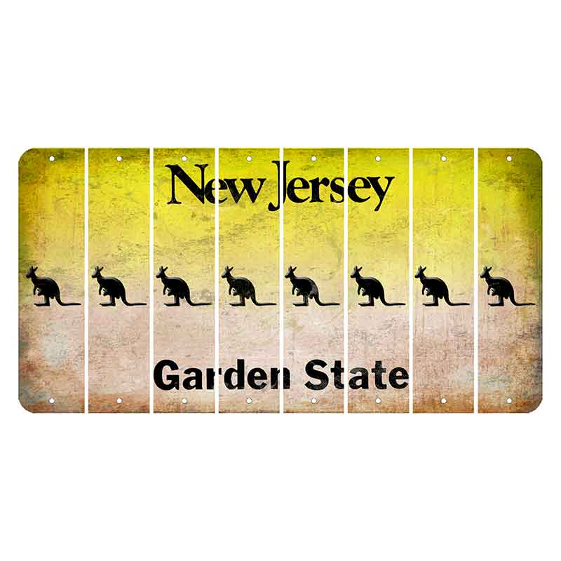 New Jersey Yellow Garden State Cut License Plate Strips (Set of 8) Kangaroo