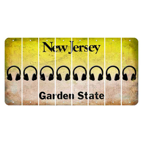 New Jersey Yellow Garden State Cut License Plate Strips (Set of 8) Headphones