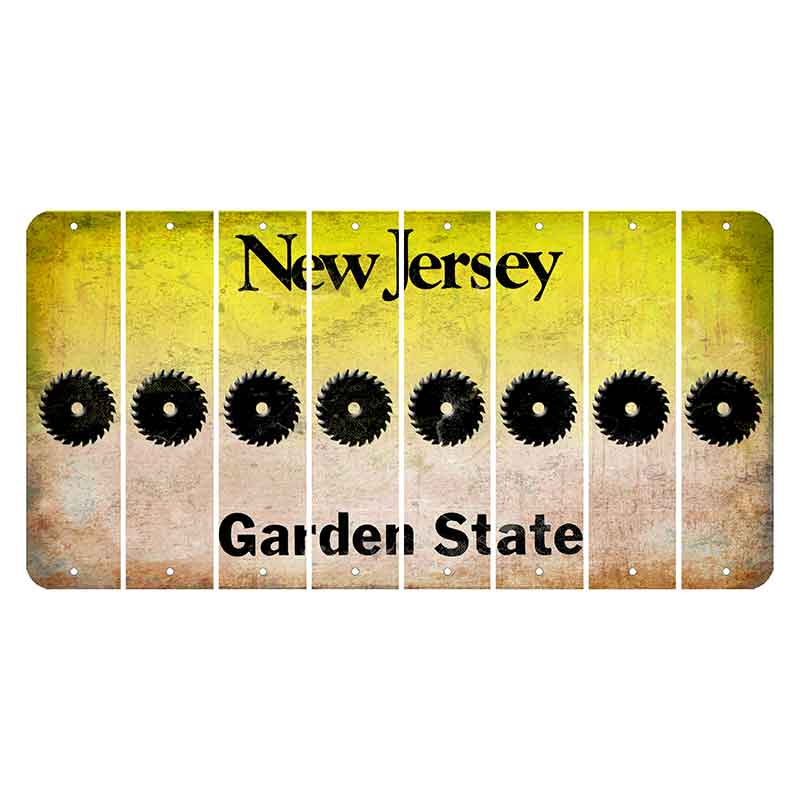 New Jersey Yellow Garden State Cut License Plate Strips (Set of 8) Saw Blade