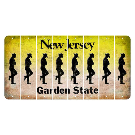 New Jersey Yellow Garden State Cut License Plate Strips (Set of 8) Cowboy - Leaning