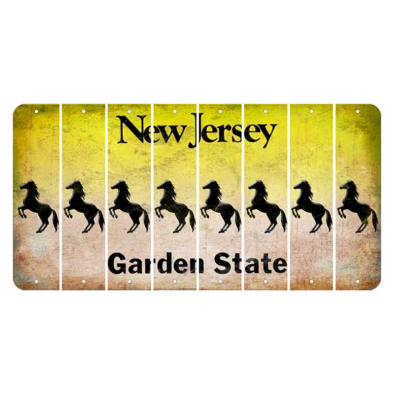 New Jersey Yellow Garden State Cut License Plate Strips (Set of 8) Horse