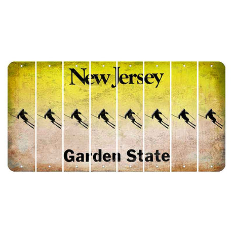 New Jersey Yellow Garden State Cut License Plate Strips (Set of 8) Skier