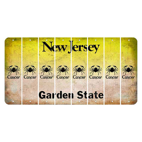 New Jersey Yellow Garden State Cut License Plate Strips (Set of 8) Zodiac Sign - Cancer