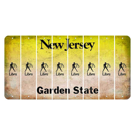 New Jersey Yellow Garden State Cut License Plate Strips (Set of 8) Zodiac Sign - Libra