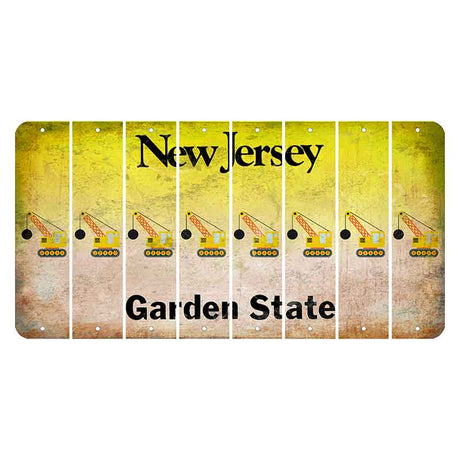 New Jersey Yellow Garden State Cut License Plate Strips (Set of 8) Wrecking Ball Crane