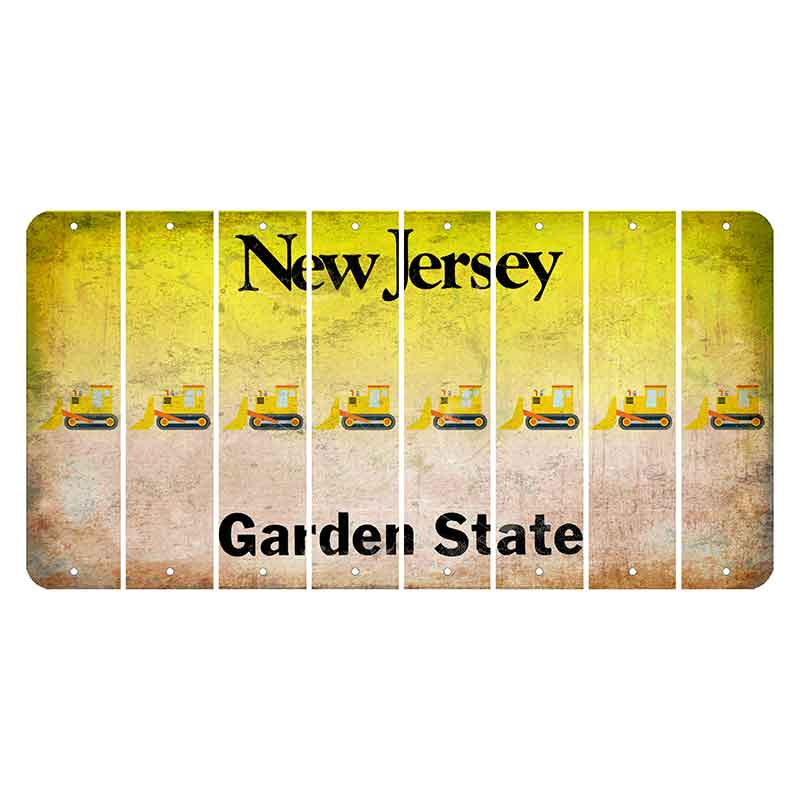 New Jersey Yellow Garden State Cut License Plate Strips (Set of 8) Dozer