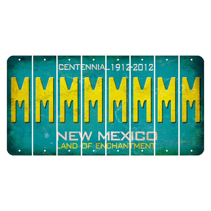 New Mexico Teal Centennial Cut License Plate Strips (Set of 8) M