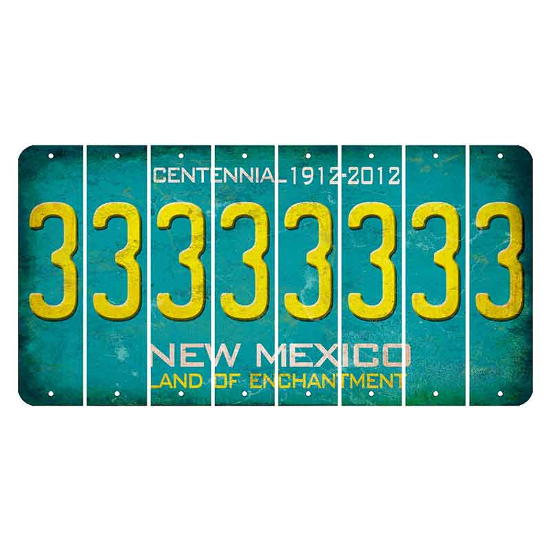 New Mexico Teal Centennial Cut License Plate Strips (Set of 8) 3