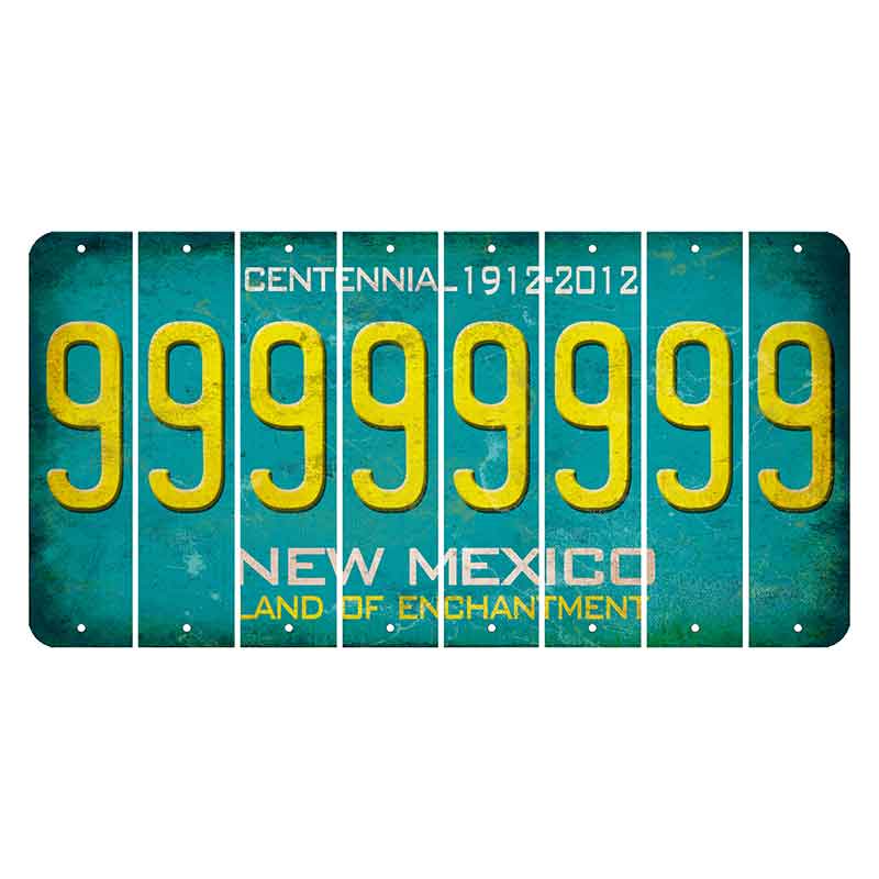 New Mexico Teal Centennial Cut License Plate Strips (Set of 8) 9