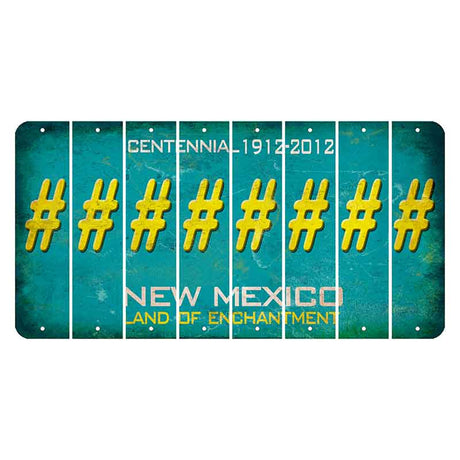 New Mexico Teal Centennial Cut License Plate Strips (Set of 8) Hashtag