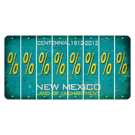 New Mexico Teal Centennial Cut License Plate Strips (Set of 8) Percent Sign