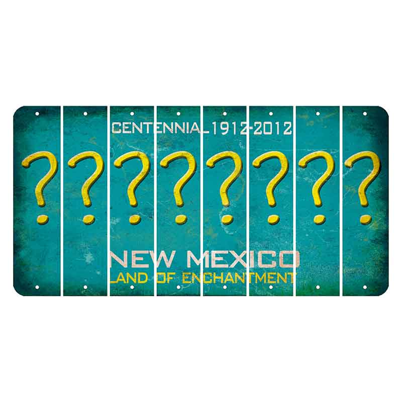 New Mexico Teal Centennial Cut License Plate Strips (Set of 8) Question Mark