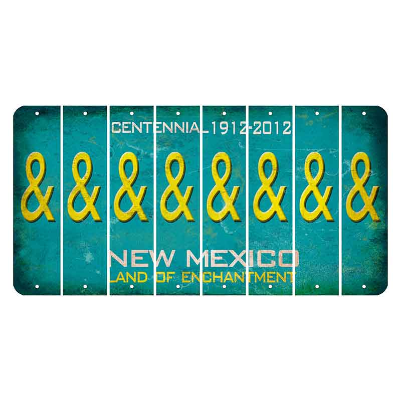 New Mexico Teal Centennial Cut License Plate Strips (Set of 8) And Sign