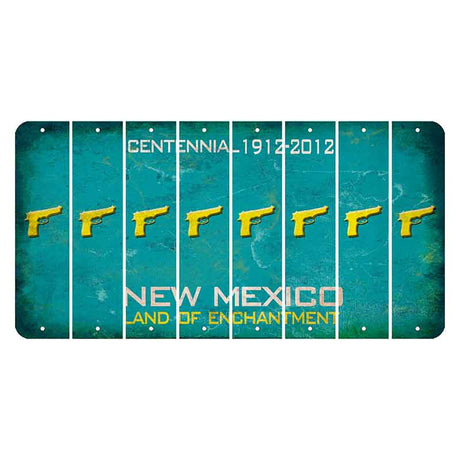 New Mexico Teal Centennial Cut License Plate Strips (Set of 8) Handgun