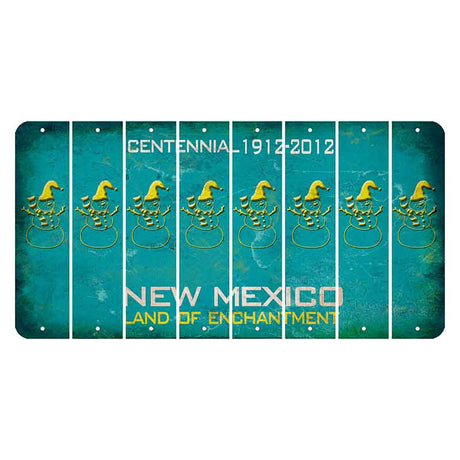 New Mexico Teal Centennial Cut License Plate Strips (Set of 8) Snowman