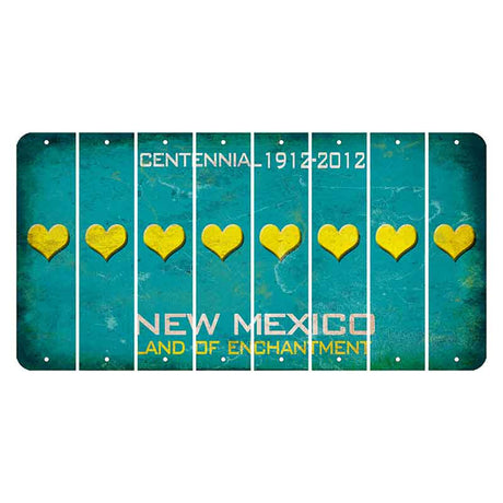 New Mexico Teal Centennial Cut License Plate Strips (Set of 8) Heart