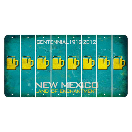 New Mexico Teal Centennial Cut License Plate Strips (Set of 8) Beer Mug