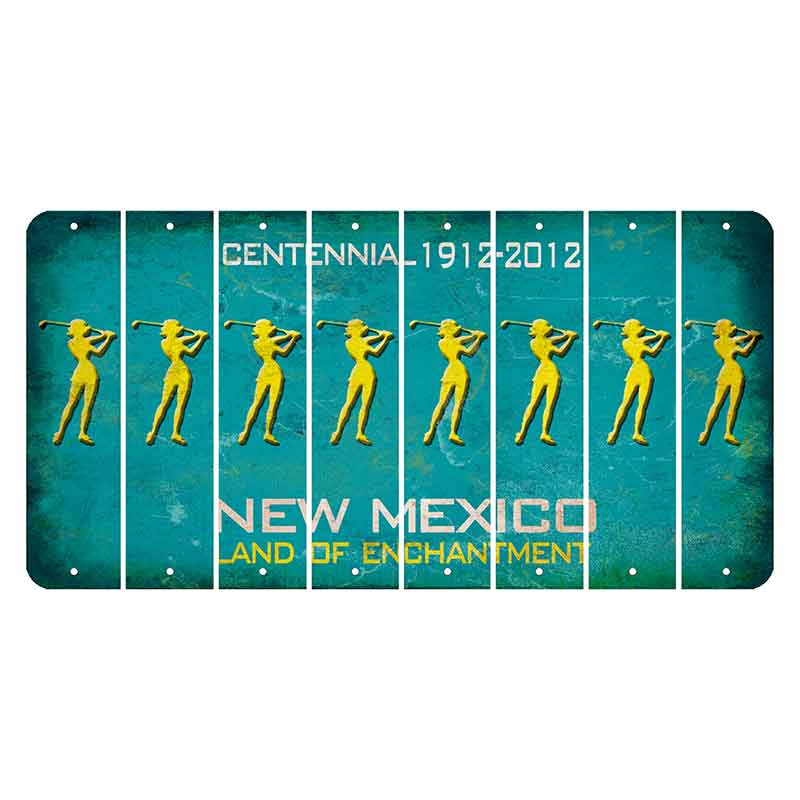 New Mexico Teal Centennial Cut License Plate Strips (Set of 8) Female Golfer