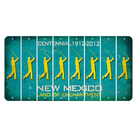 New Mexico Teal Centennial Cut License Plate Strips (Set of 8) Male Golfer