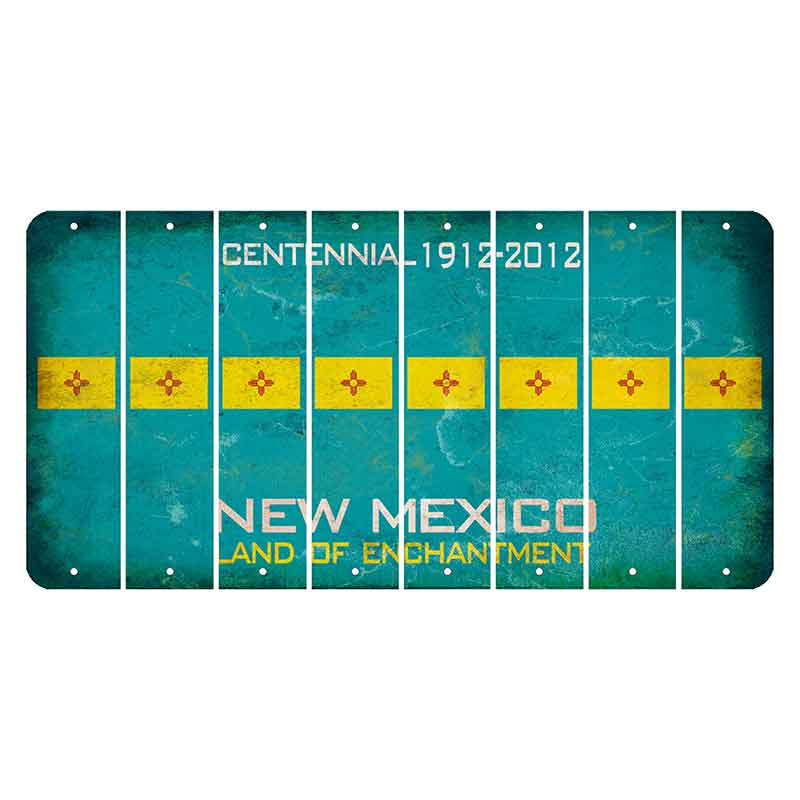 New Mexico Teal Centennial Cut License Plate Strips (Set of 8) State Flag