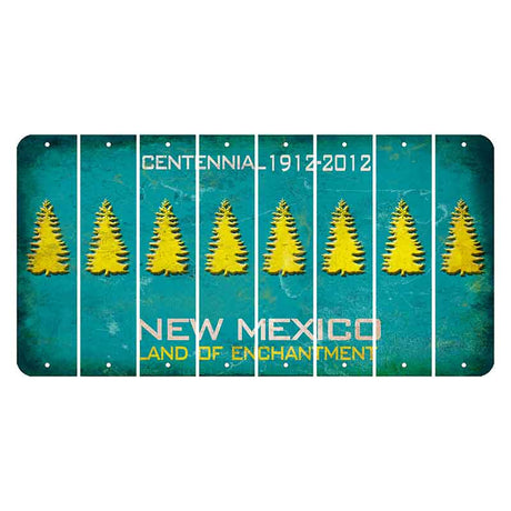 New Mexico Teal Centennial Cut License Plate Strips (Set of 8) Pine Tree